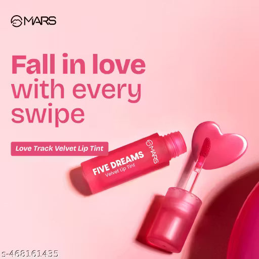 MARS Love Track Velvet Lip Tint (2.8ml) (THREE HEART) | Velvet Matte Finish | Non-Sticky & Lightweight | Highly Pigmented | Comfortable Wear | 6 Flattering Shades