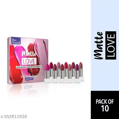 Blue Heaven Matte Love Mini Lipsticks Pack Of 10 (13g*10)