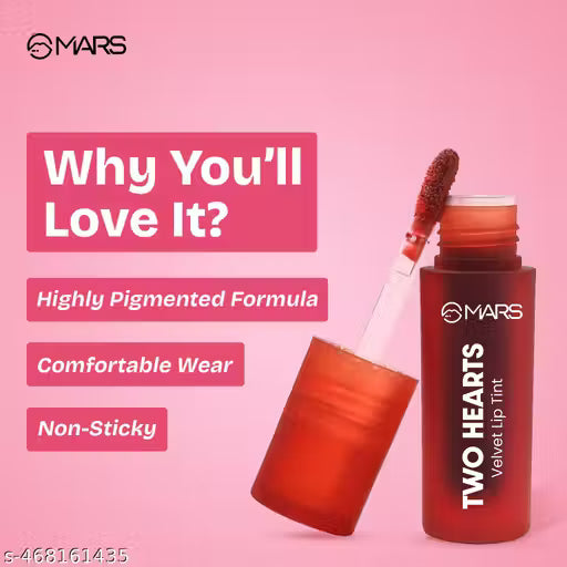 MARS Love Track Velvet Lip Tint (2.8ml) (THREE HEART) | Velvet Matte Finish | Non-Sticky & Lightweight | Highly Pigmented | Comfortable Wear | 6 Flattering Shades